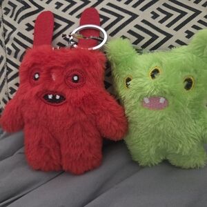 Red and Green Monster Keychain Set